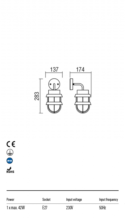 Aplica exterior REDO CLAUT 9498 E27 1x42W Aluminiu Gri IP54 [2]