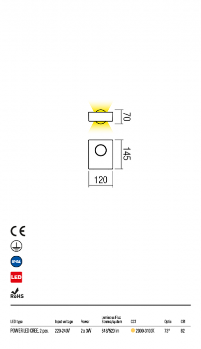 Aplica exterior REDO ERIS 9569 LED 6W 520lm 3000K CRI82 Aluminiu Alb mat  IP54 [2]