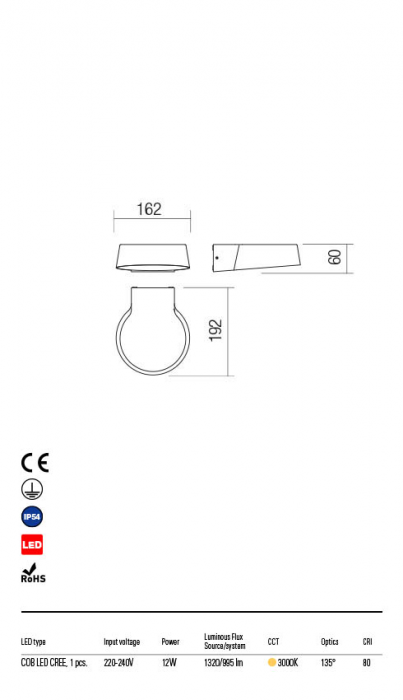 Aplica exterior Redo PHASER 90046 LED 12W h60 Ø162 995lm 3000K IP54 Nedimabil Negru [2]
