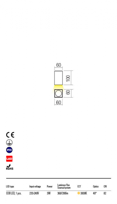Aplica exterior Redo QUAD 90091 LED 3W h100 Ø60 280lm 3000K IP65 Nedimabil Gri Inchis [2]