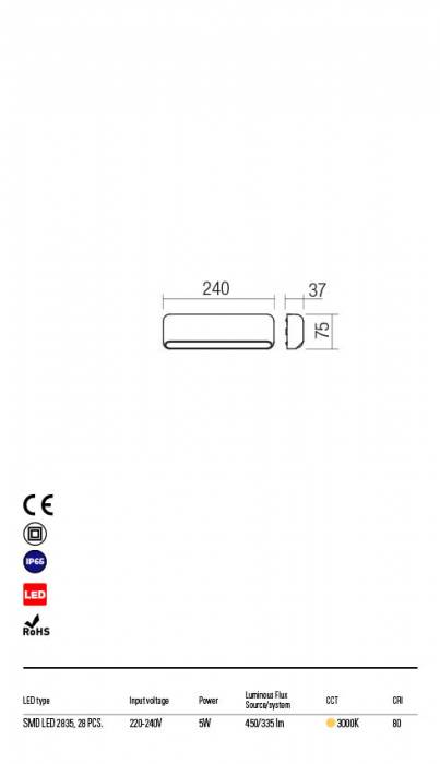 Aplica exterior Redo SAPO 90072 LED 5W h75 Ø 335lm 3000K IP65 Nedimabil Gri Inchis [2]