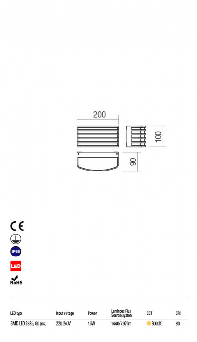 Aplica exterior Redo SEBRA 90038 LED 15W h100 Ø 792lm 3000K IP54 Nedimabil Gri Inchis [2]