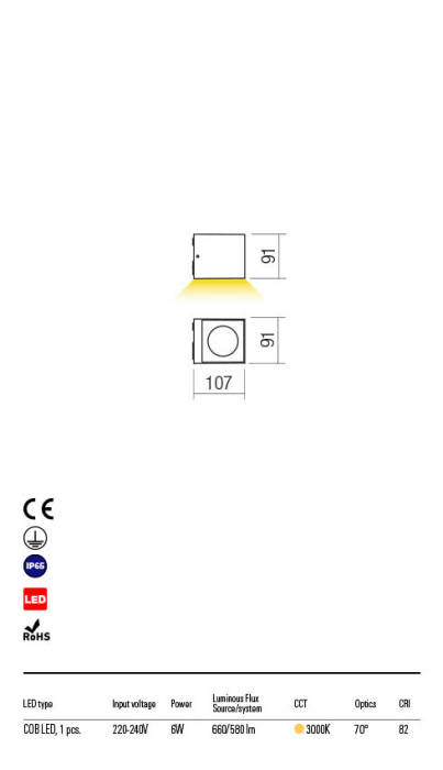 Aplica exterior Redo TEKO 90097 LED 6W h91 Ø 580lm 3000K IP65 Nedimabil Alb mat [2]