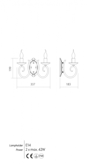 Aplică Incanti Circe 2xE14 ICI W2 01 Metal Alb lucios IP20 [2]