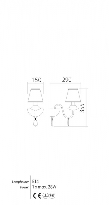 Aplica Incanti Elizee IEL W1 22 06 E14 1x28W Metal BLACK IP20 [2]