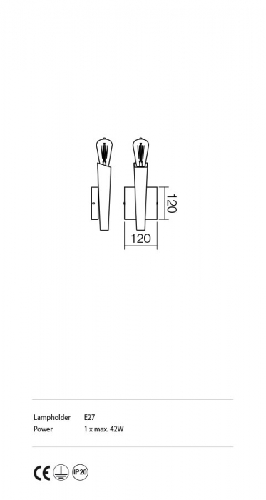 Aplica Incanti Galea IGL W1 06 12 E27 1x42W Metal BLACK/ANTIQUE BRASS IP20 [2]