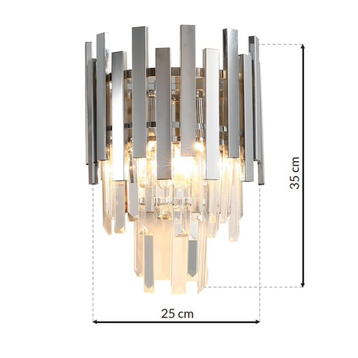 Aplică Milagro Aspen  2xE14 40W   230V/50Hz Chrome Metal & Cristal IP20 [6]