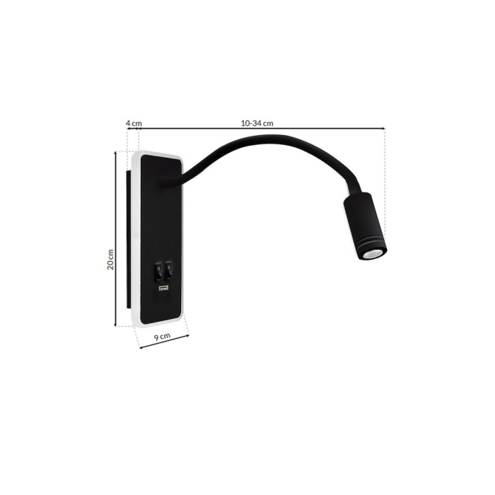 Aplica Milagro Base LED 8W.2W 630lm 4000K 230V Black Metal & Acril IP20 [8]