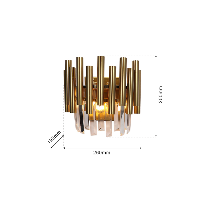 Aplică Milagro Madison  2xE14   230V/50Hz Gold Metal & Cristal IP20 [8]