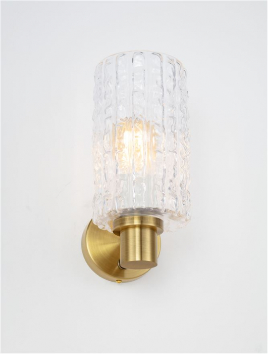 Aplica Nova Luce CERTA 9009277 E27 1x12W    Brass Gold Metal & Clear Structured Glass   IP20 [5]