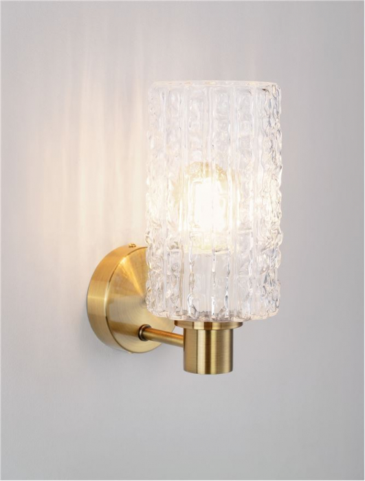 Aplica Nova Luce CERTA 9009277 E27 1x12W    Brass Gold Metal & Clear Structured Glass   IP20 [6]