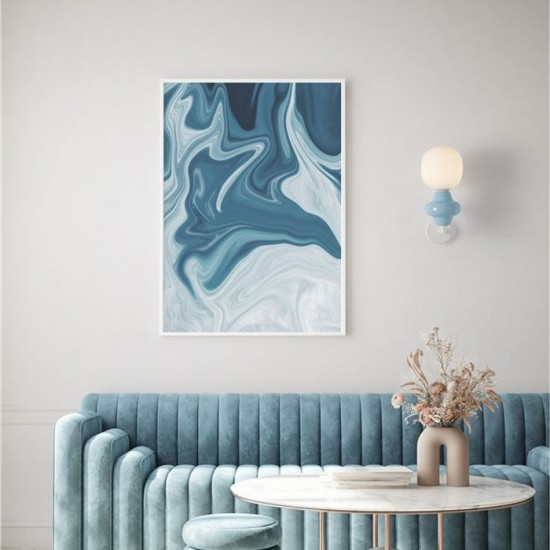 Aplica Nova Luce CLIO 9009124 Matt White Metal Base Blue Ceramic & Acid Opal Glass E14 1x5W IP20 [2]