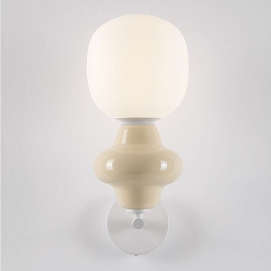 Aplica Nova Luce CLIO 9009125 Matt White Metal Base Yellow Ceramic & Acid Opal Glass E14 1x5W IP20 [2]