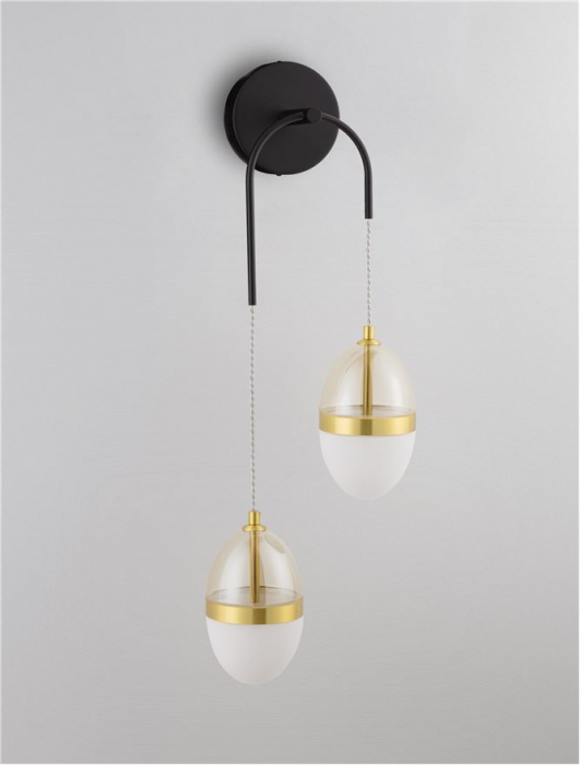 Aplica Nova Luce EGNA 9009283 LED 24W 3000K 2704lm Gold & Black Metal Cognac & Opal Glass   IP20 [4]