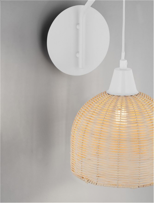 Aplica Nova Luce FADO 9586531 E27 1x12W    Natural Rattan White W ire & Base   IP20 [6]