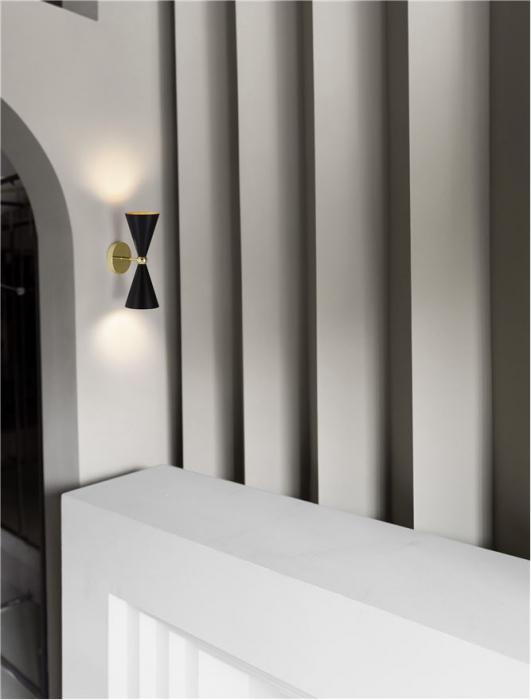 Aplica Nova Luce GALA E14 2x5W   Matt Black & Gold Metal IP20 [2]