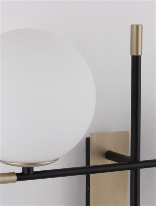 Aplica Nova Luce GIT G9 2x5W   Matt Black & Gold Metal Opal Glass IP20 [3]