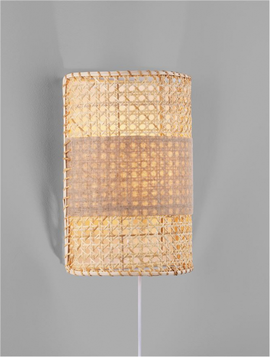 Aplica Nova Luce LUM 9586521 E27 1x12W    Natural Rattan Cream Base & White Plastic cable cable   IP20 [3]
