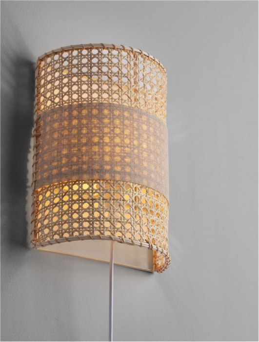 Aplica Nova Luce LUM 9586521 E27 1x12W    Natural Rattan Cream Base & White Plastic cable cable   IP20 [6]