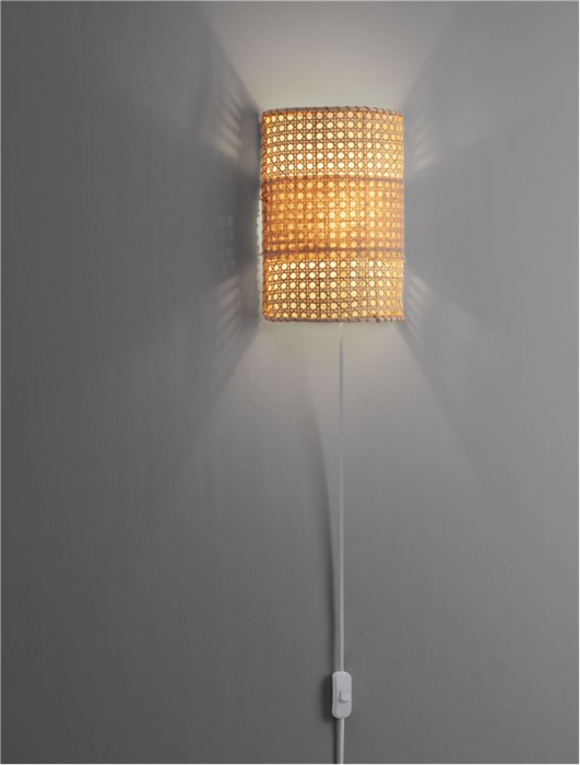 Aplica Nova Luce LUM 9586521 E27 1x12W    Natural Rattan Cream Base & White Plastic cable cable   IP20 [5]