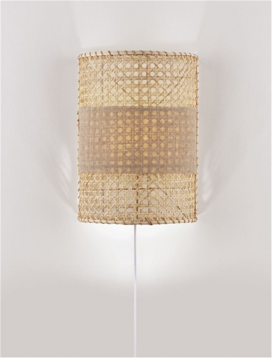 Aplica Nova Luce LUM 9586521 E27 1x12W    Natural Rattan Cream Base & White Plastic cable cable   IP20 [4]