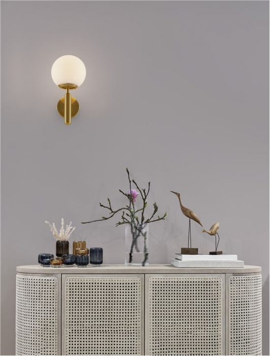 Aplica Nova Luce MONET E27 1x12W   Brass Gold Metal Opal Glass IP20 [2]