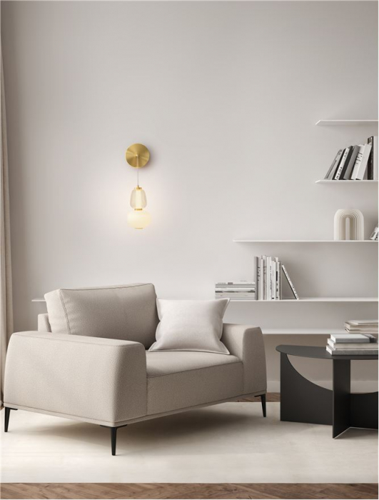 Aplica Nova Luce MOVIL 9030540 LED 18W 3000K 2335lm Clear & Acid Opal Glass & Glossy Gold Metal Base  Dimmable IP20 [8]