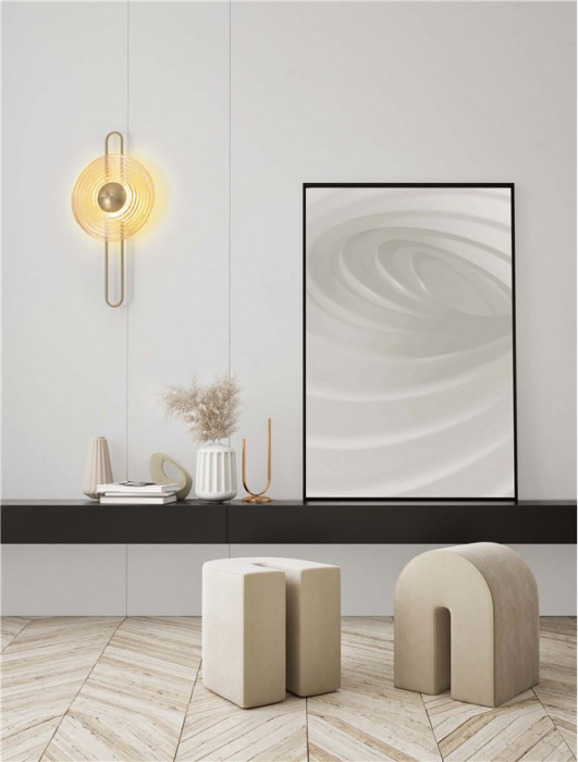 Aplica Nova Luce NOUS 9236397 Brass Gold Metal & Amber Glass LED 9W 291lm 3000K IP20 [2]