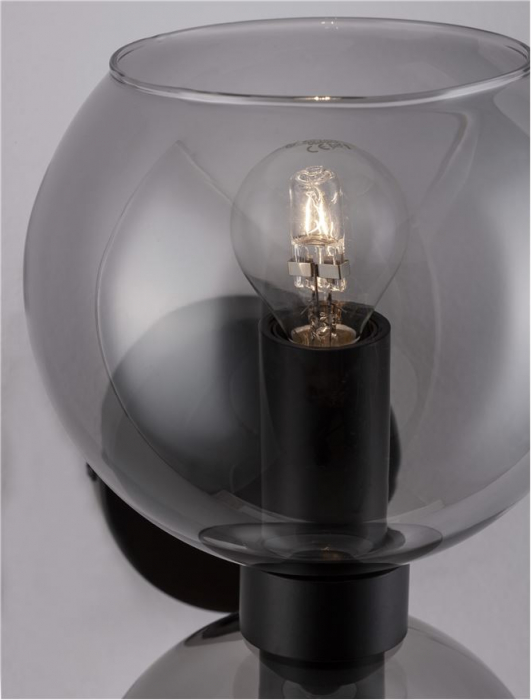 Aplica Nova Luce PALMER E14 2x5W   Smoky Glass & Black Metal Base IP20 [5]