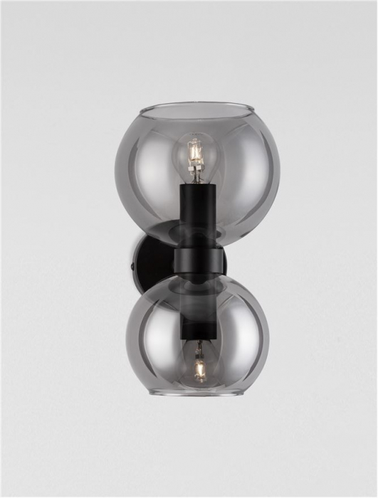Aplica Nova Luce PALMER E14 2x5W   Smoky Glass & Black Metal Base IP20 [4]