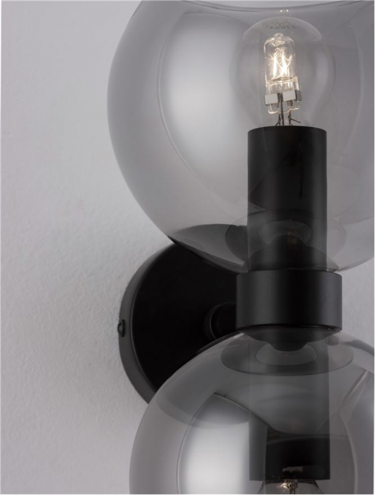 Aplica Nova Luce PALMER E14 2x5W   Smoky Glass & Black Metal Base IP20 [7]