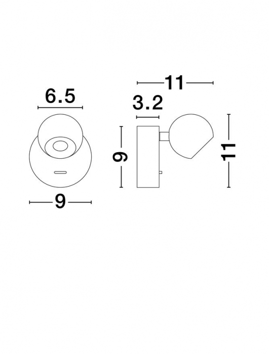 Aplica Nova Luce SFERA 9540255 Sandy Black Aluminium & Steel LED 6W 576lm 3000K IP20 [6]