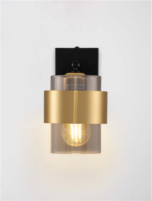 Aplica Nova Luce SIANNA 9236389 Sandy Black & Brass Gold Metal Smokey Glass E27 1x12W IP20 [4]
