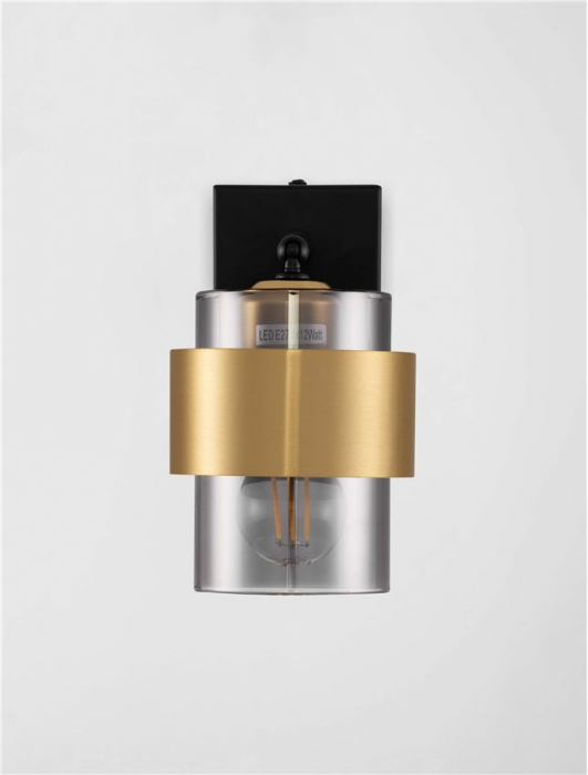 Aplica Nova Luce SIANNA 9236389 Sandy Black & Brass Gold Metal Smokey Glass E27 1x12W IP20 [3]