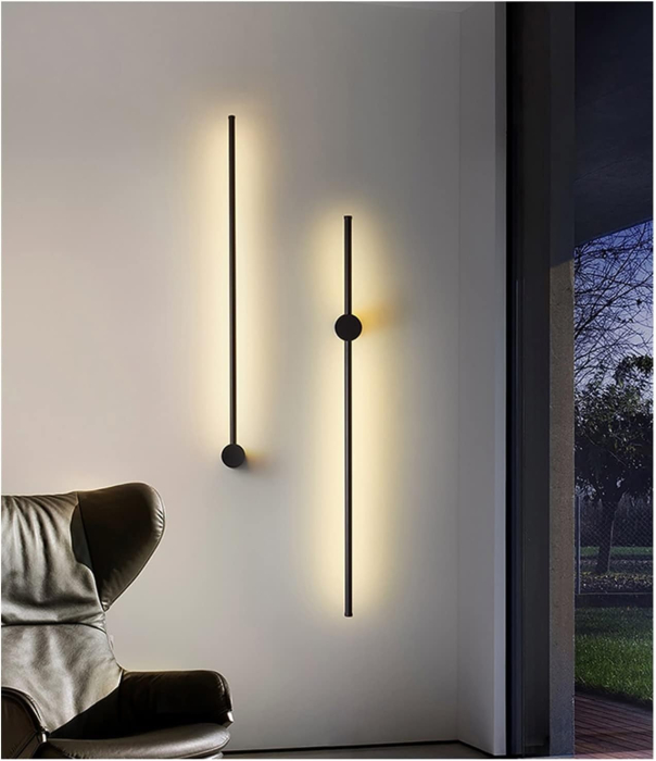 Aplica OEM LED integrat 34W 1600lm CCT (3000K+4000K+6500K) Aluminiu+Acril Black 50x1000X70MM [3]