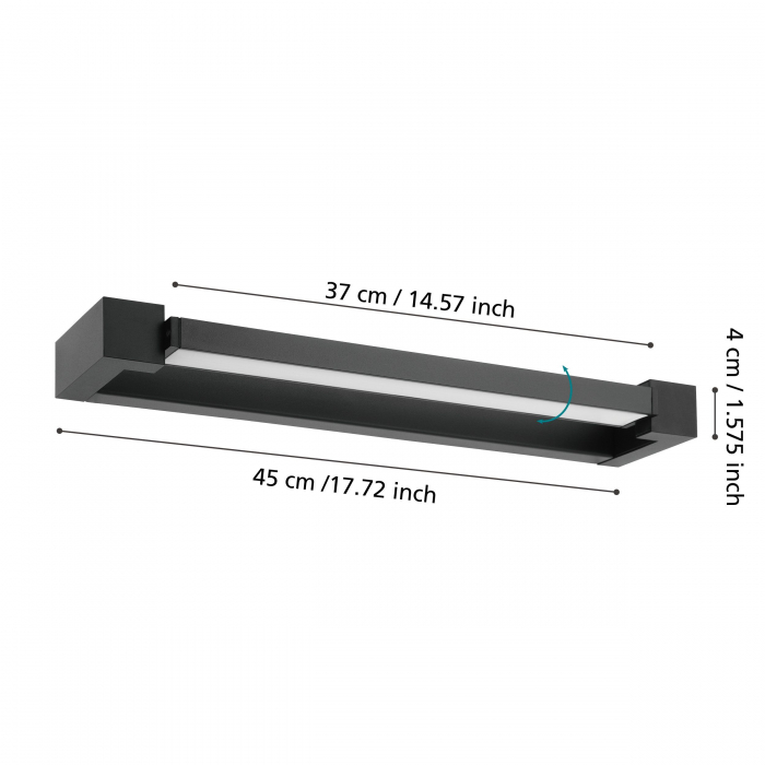 Aplica oglinda EGLO Gemiliana 900615 LED 8,9W 4000K 1000lm 220-240V,50/60Hz L 450mm x H 40mm otel negru plastic alb IP44 [3]