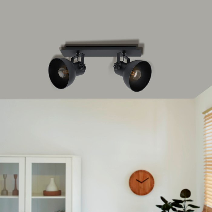 Aplica/Plafoniera EGLO Barnstaple 1 43432 E27 2X40W 220-240V,50/60Hz L 475mm x l 90mm otel/lemn negru otel negru IP20 [2]