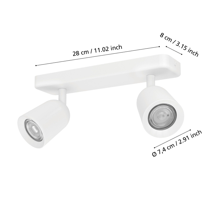 Aplica/Plafoniera EGLO Camaldoli 901946 GU10 2X10W 220-240V,50/60Hz L 300mm x l 45mm x H 115mm otel alb  IP20 [5]