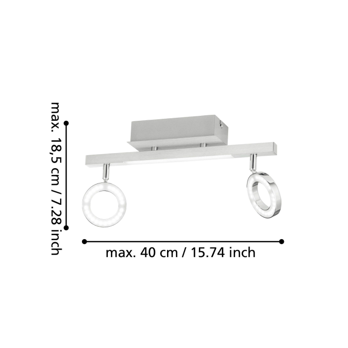 Aplica/Plafoniera EGLO Cardillio 1 96179 LED;LED 2X3,2W;1X3,3W 3000K 880;400lm 220-240V,50/60Hz L 390mm x l 85mm aluminiu/otel crom plastic satin IP20 [5]