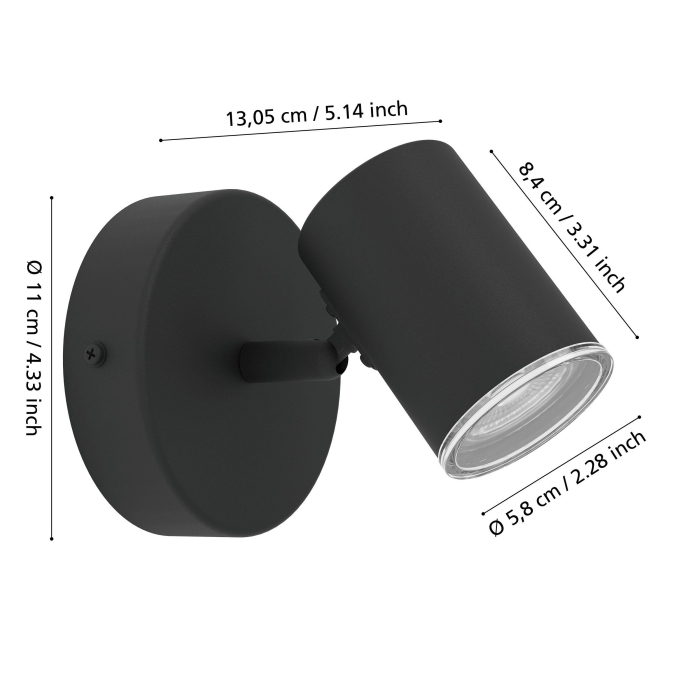 Aplica/Plafoniera EGLO Consuma 1 901964 GU10 1X5W 220-240V,50/60Hz L 110mm x H 115mm otel negru  IP44 [6]