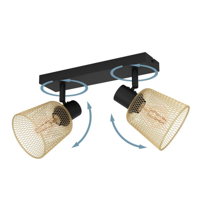 Aplica/Plafoniera EGLO Coslada 900694 E27 2X40W 220-240V,50/60Hz L 320mm x l 80mm x H 170mm otel negru otel negru/maro IP20 [4]