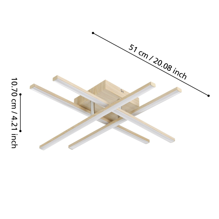 Aplica/Plafoniera EGLO Lasana 4 901104 LED 20,5W 3000K 2500lm 220-240V,50/60Hz L 510mm x l 510mm x H 105mm aluminiu/otel maro deschis plastic alb IP20 [5]