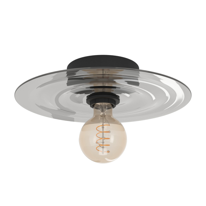 Aplica/Plafoniera EGLO Lintmill 44028 E27 1X40W 220-240V,50/60Hz H 75mm x Ø300mm otel negru sticla gri IP20 [1]