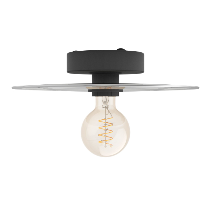 Aplica/Plafoniera EGLO Lintmill 44028 E27 1X40W 220-240V,50/60Hz H 75mm x Ø300mm otel negru sticla gri IP20 [4]