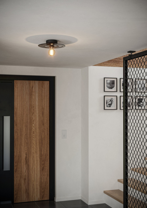 Aplica/Plafoniera EGLO Lintmill 44028 E27 1X40W 220-240V,50/60Hz H 75mm x Ø300mm otel negru sticla gri IP20 [5]