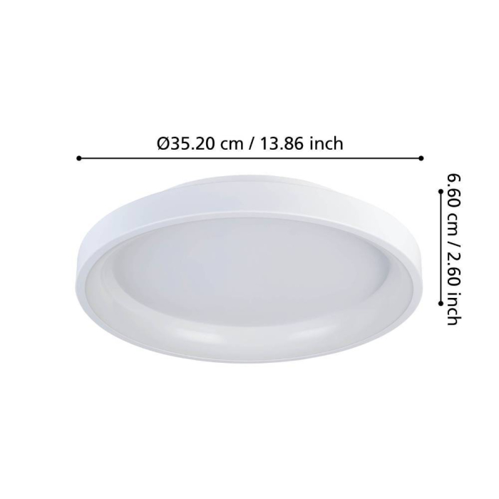 Aplica/Plafoniera EGLO Loretello 901248 LED 12W 2700-6500K 1440lm 220-240V,50/60Hz H 75mm x Ø350mm plastic/otel alb  IP20 [4]