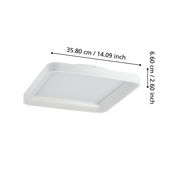 Aplica/Plafoniera EGLO Loretello 901249 LED 12W 2700-6500K 1440lm 220-240V,50/60Hz L 350mm x l 350mm x H 75mm plastic/otel alb  IP20 [3]