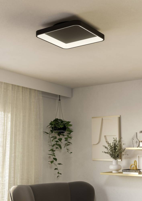 Aplica/Plafoniera EGLO Loretello 901252 LED 12W 2700-6500K 1440lm 220-240V,50/60Hz L 350mm x l 350mm x H 75mm plastic/otel negru  IP20 [5]