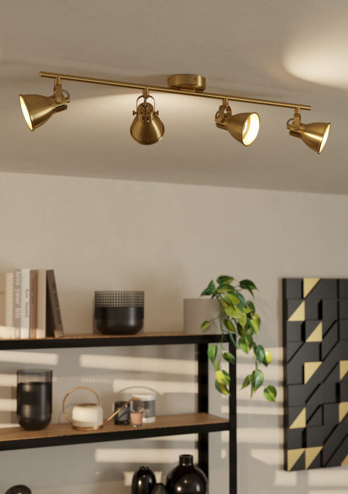 Aplica/Plafoniera EGLO Seras 900173 GU10 4X2,8W 220-240V,50/60Hz L 770mm x l 65mm otel alama periata/gold  IP20 [2]