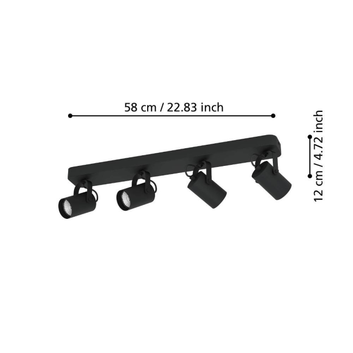 Aplica/Plafoniera EGLO Sorego 900333 GU10 4X2,8W 220-240V,50/60Hz L 580mm x l 100mm x H 120mm otel negru  IP20 [3]